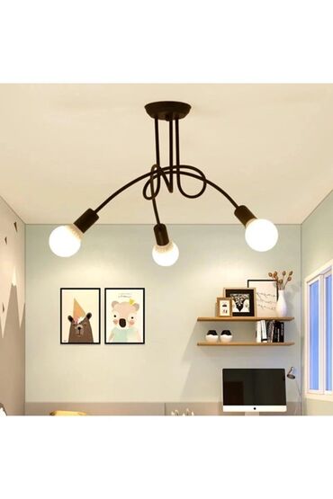 lustr modelleri: Çılçıraq, 3 lampa, Metal