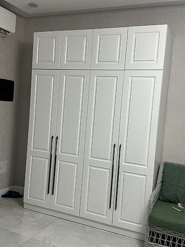 yataq ortuleri: İşlənmiş, 4 qapılı, Ağ, Taxta, Açılan, Düz dolab — 3