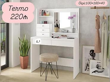 makyaj mebeli: Termo makiyaj masası – 220₼ Ölçü: 100×160×40 sm - Ayna ilə inteqrə — 1