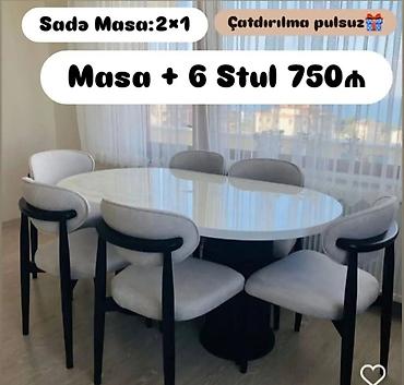 tek stolar: Qonaq otağı üçün, Yeni, Açılmayan, Oval masa, 6 stul — 1