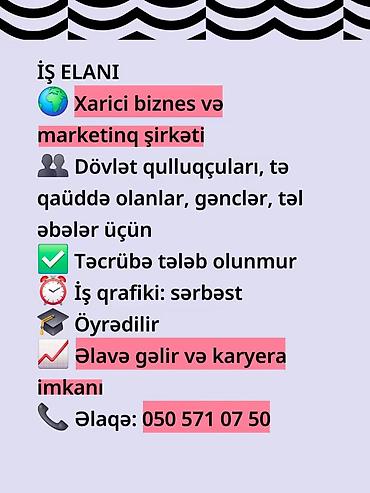 satici teleb: Satış meneceri tələb olunur, Tələbələr, İstənilən yaş, Təcrübəsiz — 5