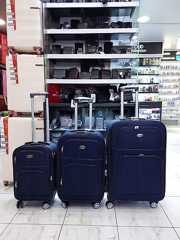 Çamadanlar: 3-lü səyahət çamadan dəsti – tünd mavi - Set: 20", 24", 28" ölçülü üç — 1