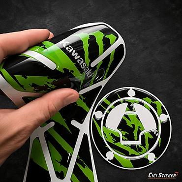 car bluetooth adapter: Kawasaki Monster Tank Pad i Štitnik Čepa - 2831 Atraktivan komplet 3D — 4
