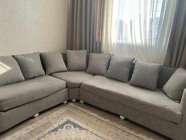 Künc divanı – L formalı, çoxoturacaqlı model - Rəng: neytral boz
