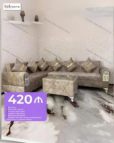 Divan və masa dəstləri: Künc divan dəsti - Ölçülər: 280 x 200 sm - Mexanizm: açılan, bazalı - — 1