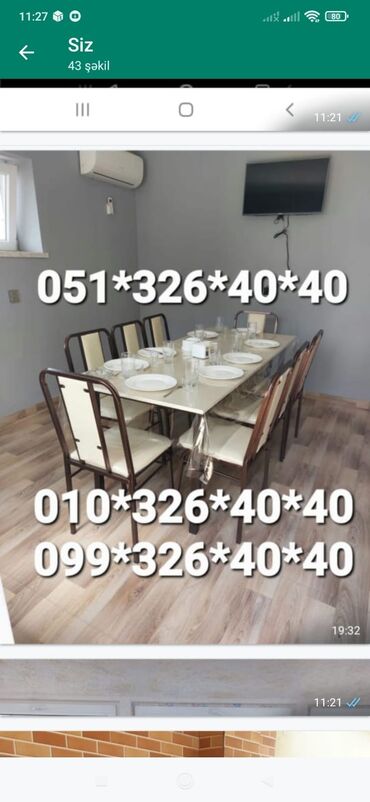 Masa və oturacaq dəstləri: Qonaq otağı üçün, Yeni, Açılan, Dördbucaq masa, 6 stul — 26