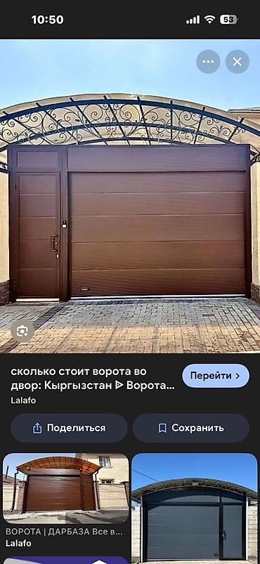 Распашные ворота: Металлические распашные ворота с калиткой (модульные панели) - — 56