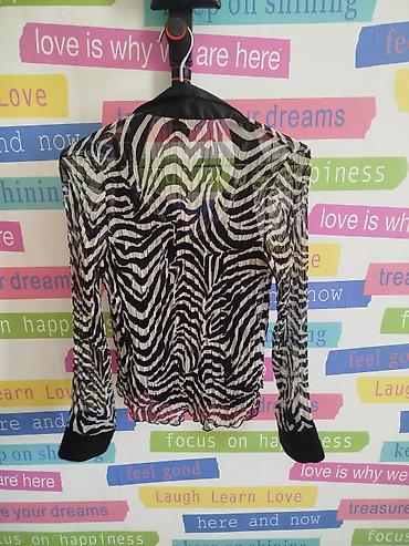 bluz: Zebra naxışlı şəffaf qadın köynəyi - Stil: Uzunqollu, ön hissəsi — 2