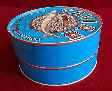 Искусство и коллекционирование: Банка CAVIAR астраханская икра 8х16 см СССР жесть — 4