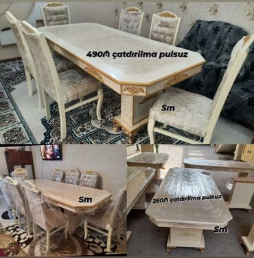 Sifarişlə masa və oturacaq dəstləri: Dördbucaq masa, Qonaq otağı üçün, Zəmanətli — 2