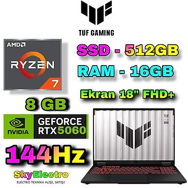 predator notebook: Yeni ASUS TUF Gaming, 18 ", AMD Ryzen 7, 512 GB, Ödənişli çatdırılma, Rayonlara çatdırılma, Ünvandan götürmə — 1