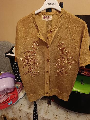 Qızılı rəngli qısaqol kardiqan - Brend etiket: New Fashion (High