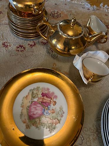 lipit cayi: Çay dəsti, rəng - Qızılı, Farfor, 6 nəfərlik, Almaniya — 4
