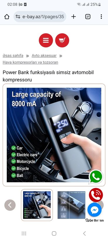 Polo köynəklər: Poverbankli kompressor tekerdolduran hem telefonun zaryatkasin