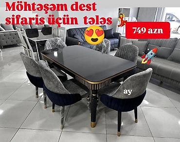 nerjaveka stol: Qonaq otağı üçün, Yeni, Dördbucaq masa, 6 stul — 1