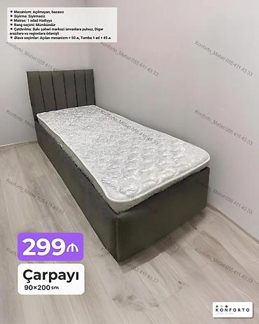 Ev və bağ: Tək nəfərlik çarpayı – 90×200 sm • Mexanizm: Açılmayan, bazasız • — 1