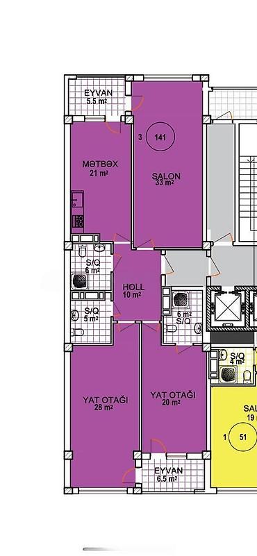 3 korona: 3 otaqlı, Yeni tikili, m. Neftçilər, 141 kv. m — 8