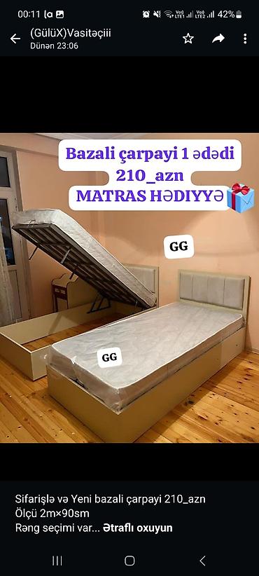 Sifarişlə və Yeni bazali çarpayi 210_azn Ölçü 2m×90sm Rəng seçimi var lalafo.az -da Sifarişlə və Yeni bazali çarpayi 210_azn Ölçü 2m×90sm Rəng seçimi var