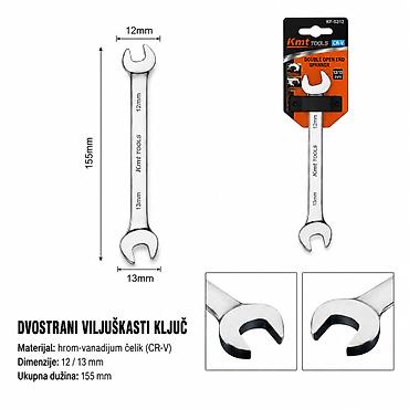 KMT otvoreni ključ 12/13 mm – dvostrani viljuškasti ključ za precizan