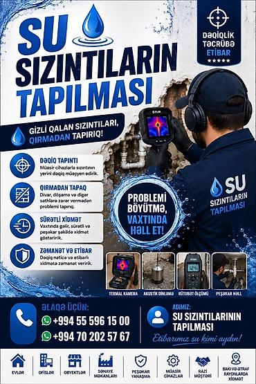 su sirketi: Xidmət: Su sızıntılarının tapılması Gizli qalan sızıntıları qırmadan — 1