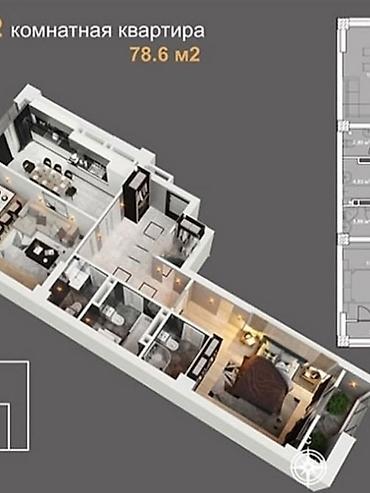улан кв: 2 комнаты, 78 м², Кок-Жар ж/м Элитка, 4 этаж, ПСО (под самоотделку) — 7