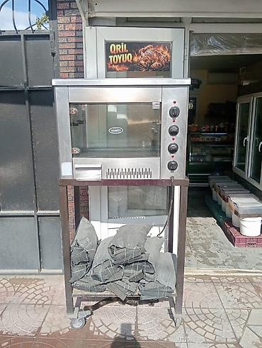 Qril toyuq üçün elektrikli soba (stasionar, təkərli stend üzərində) -