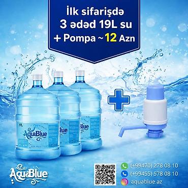 su cəni satılır: AquaBlue 19L içməli su – ailəniz üçün təbii və təmiz seçim. 1 ədəd 19 — 1