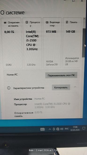 Masaüstü kompüterlər və iş stansiyaları: Mini keys Prosessor: i5 2500 (2-ci nəsil) Plata; Alfa DDR3 h61 plata — 9