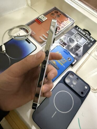 Apple iPhone: IPhone 14 Pro Max, Б/у, 256 ГБ, White Titanium, Зарядное устройство, Защитное стекло, Кабель, 79 % — 3