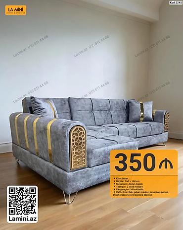Диваны: Məhsul: Künc divan – Ölçülər: 260 × 160 sm – Mexanizm: Açılan — 1