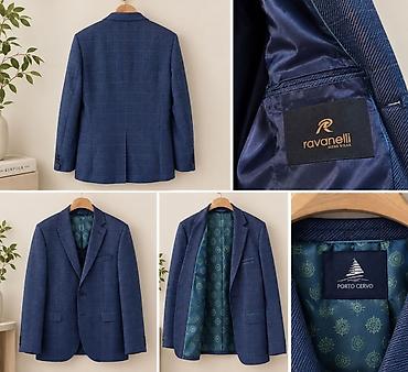 Ravanelli Mens Wear brendindən şık kişi pencəyi. - Rəng: göy, incə