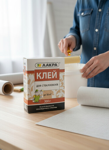 клеевый пистолет: Клей Лакра предназначен для наклеивания стеклообоев. Вес упаковки