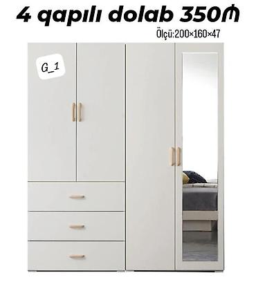 Paltar dolabları, qarderoblar: G_1 geyim dolabları Model 1 – 2 qapılı (ağ) - Ölçü: 200 × 90 × 47 sm — 15