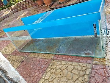 Böyük ölçülü şüşə akvarium - Material: qalın, şəffaf şüşə korpus; üst