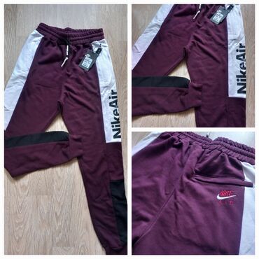 sorts i kosulja: Sweatpants, L (EU 52), Nike, color - Burgundy, Cotton