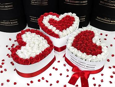 Ruža: Kutija u obliku srca sa ružama – luksuzna cvetna aranžmanska kutija - — 4