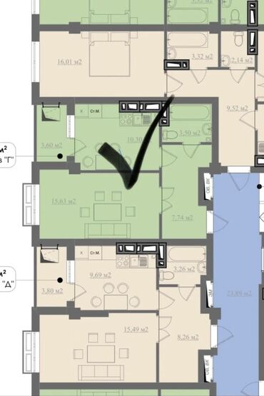 Продажа квартир: 1 комната, 42 м², Элитка, 9 этаж, ПСО (под самоотделку)