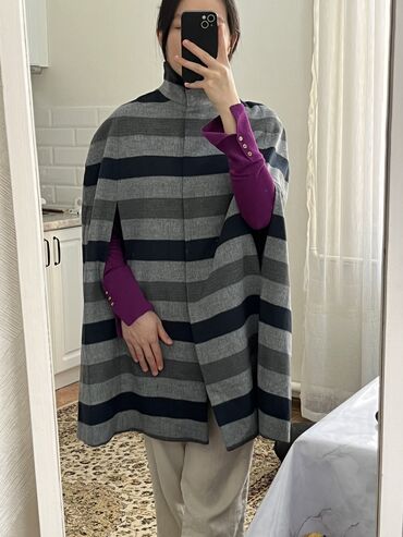 штаны слаксы: Пальто, Пончо, Осень-весна, Короткая модель, S