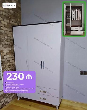 3 qapılı dolab - Ölçülər: 47 × 200 × 120 sm - Material: 18 mm laminat