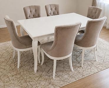 Qonaq otağı üçün, İşlənmiş, Kvadrat masa, 6 stul