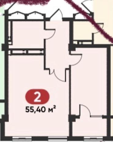 2 rooms: 1 комната, 55 м², Элитка, 10 этаж, ПСО (под самоотделку) — 2