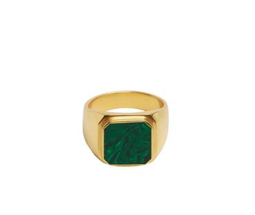 tek qas uzukler qizil: Mango, 22 k gold plated, malchite ring 90 azn