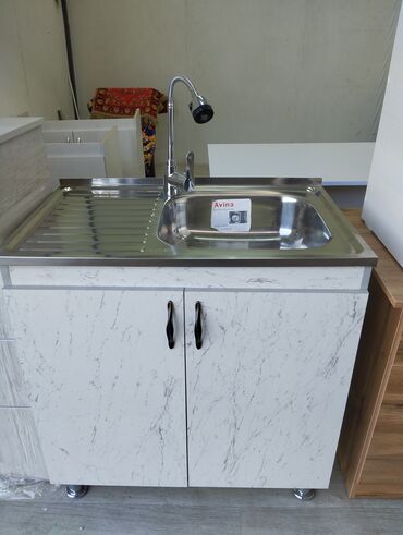 тканевой шкаф: Ашкана үчүн тумба, Жаңы, Жуугучу менен, Полго орнотулма, Акысыз жеткирүү, Акылуу жеткирүү, түсү - Ак