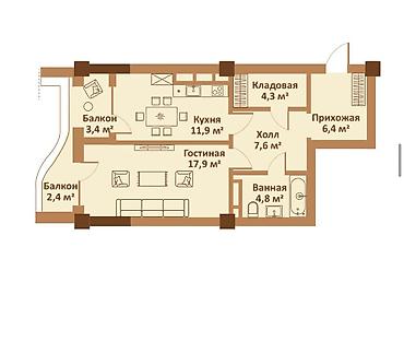 Новостройки от застройщика: Элитка, 2 комнаты, 59 м² — 5
