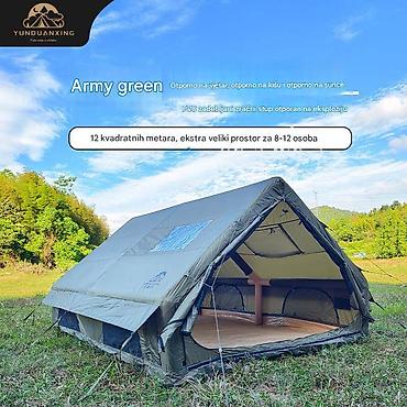 Oprema za kampovanje: Naduvni kamp šator YunduAnXing – vojnog zelena, 12 m² - Prostran — 2