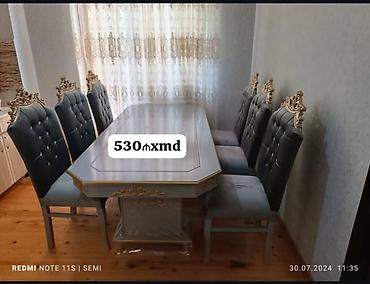 stol desdi: Qonaq otağı üçün, Yeni, Açılmayan, Dördbucaq masa, 6 stul — 3