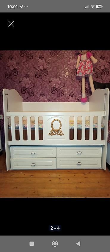 uşaqlar ucun lovhə: Uşaq beşiyi – “Baby Mood” model - Rəng: ağ, qızılı dekor elementlə — 1