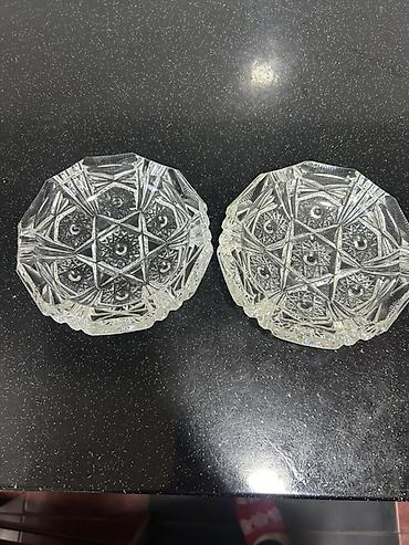 Şüşə/kristal naxışlı qablar – 2 ədəd dəst - Material: şəffaf şüşə