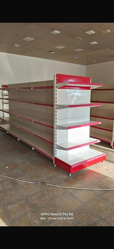 Rəf vitrinləri: Mağaza üçün ikiüzlü metal gondola rəf sistemi - Material: möhkəm — 2