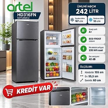 Yeni 2 qapılı Artel Soyuducu Satılır, rəng - Boz, Kredit var
